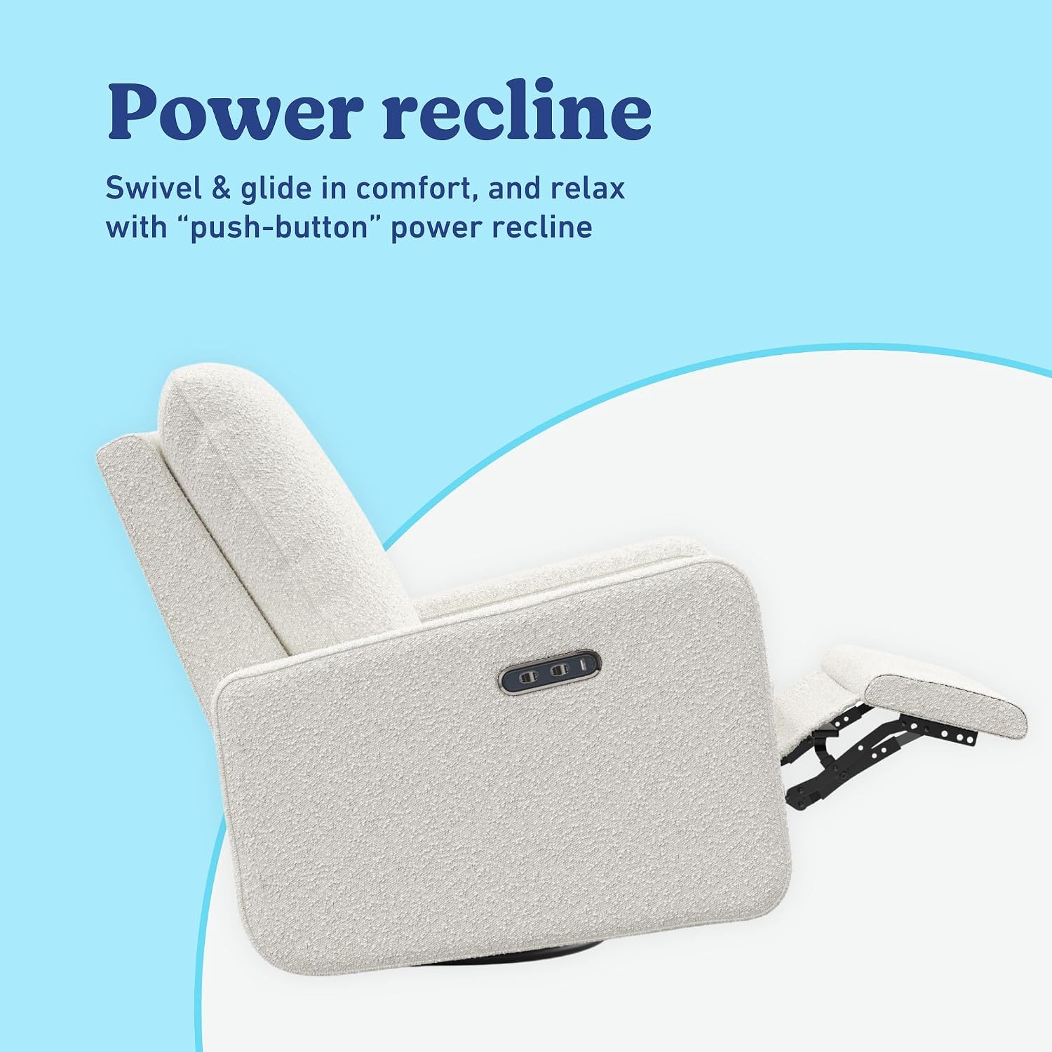 Graco Teddi Nursery Power Recliner Swivel Glider, Ivory Boucle | Electronic Power Recline, OEKO-TEX 100 Certified, USB-A & USB-C Charger, Premium Cushioning & Comfort, Glider Rocking Chair