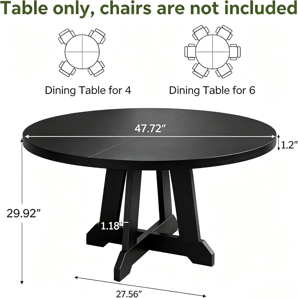 GarveeHome Round Dining Table for 4, 47 Inches Dining Room Table with Wooden ...
