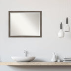 Amanti Art Grey Wall Mirror 25x31 Edwin Clay Grey Rectangle Bathroom Mirror for Wall Decor Living Room, Large Casual Wood Frame, Hangs Horizonally and Vertically, Bathroom Decor, Beveled Edge from WI