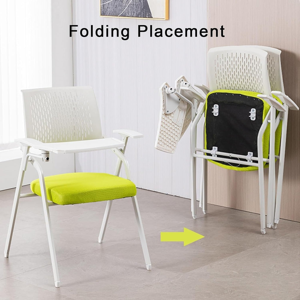 Folding Office Chair with Right Handed Tablet Arm, Comfortable Foldable Indoor, Portable Folding(Blue)