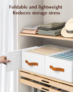 Clothes Organizers and Storage - 4/5/7 Grids Fabric Jeans Organizer with Handles, Foldable Closet Organizers Dividers, Wardrobe organizer for Pant, Sweater, T-shirt, Scarf, 3 Pack, White