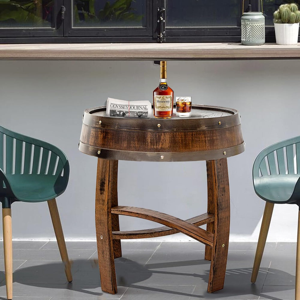 Farmhouse Coffee Table, Round Rustic End Table - Solid Wood Living Room Side ...