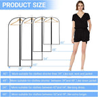 Garment Bags for Hanging Clothes 24'' x 48'' (Set of 12) Coat Covers for Closet Foldable Washable Dress Bags for Hanging Clothes for Long Dress Dance Costumes Suits Gowns Coats