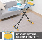 APEXCHASER Ironing Board with Iron Rest, Compact and Space Saver Iron Board, Extra Thick Cover, Height Adjustable, Wall Mount & Closet Hanger 13x43 Yellow