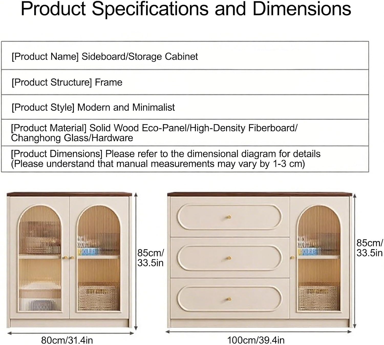 Farmhouse Pantry Cabinet, Modern Hutch with Storage Drawers, Kitchen Pantry Cabinet with Microwave Stand, for Dining Room, Living Room(80cm/31.4in)