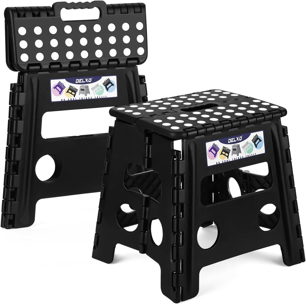 Delxo 13 inch 2 Pack Folding Step Stool, Non-Slip Foldable Stools Up to 300 L...