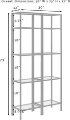 Crosley Furniture Aimee 2-Piece Bookshelf Set with Glass Shelves, Bookcase Storage, Gold and Glass