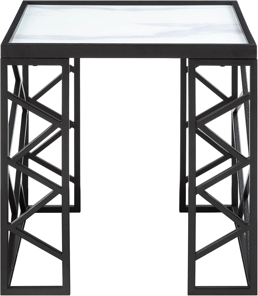 3pc Tables Set with Tempered Glass Top and Black Metal Frame | Includes 3-pie...