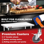 DuraSteel 30x48 NSF Stainless Steel Cart Work Table - Heavy Duty Rolling Food Prep Table Countertop Island - Metal Utility Cart on Wheels Caster, Grill Stand Storage Outdoor Kitchen Tables Bar Top