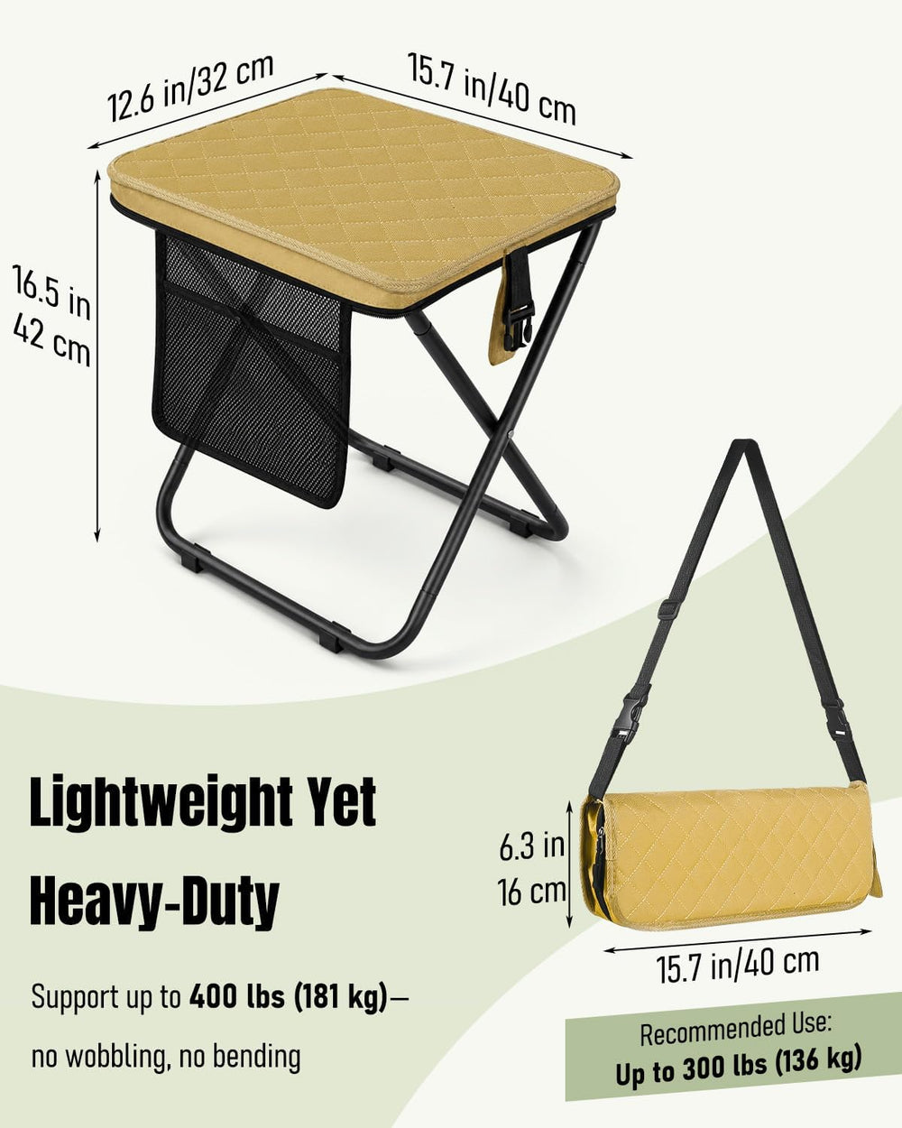 Pawfly 16" Portable Collapsible Stool, Heavy Duty Folding Stools for Adults