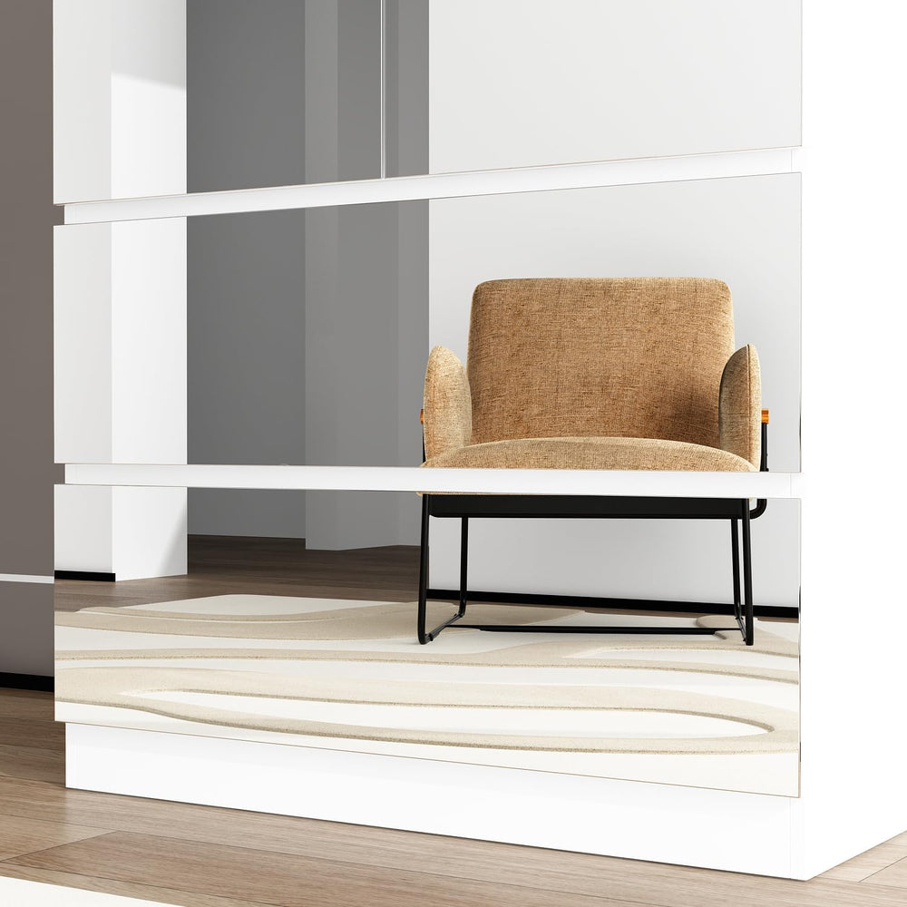 FUFU&GAGA Wardrobe with Mirror Door & Drawers, White Mirror Wardrobe ...
