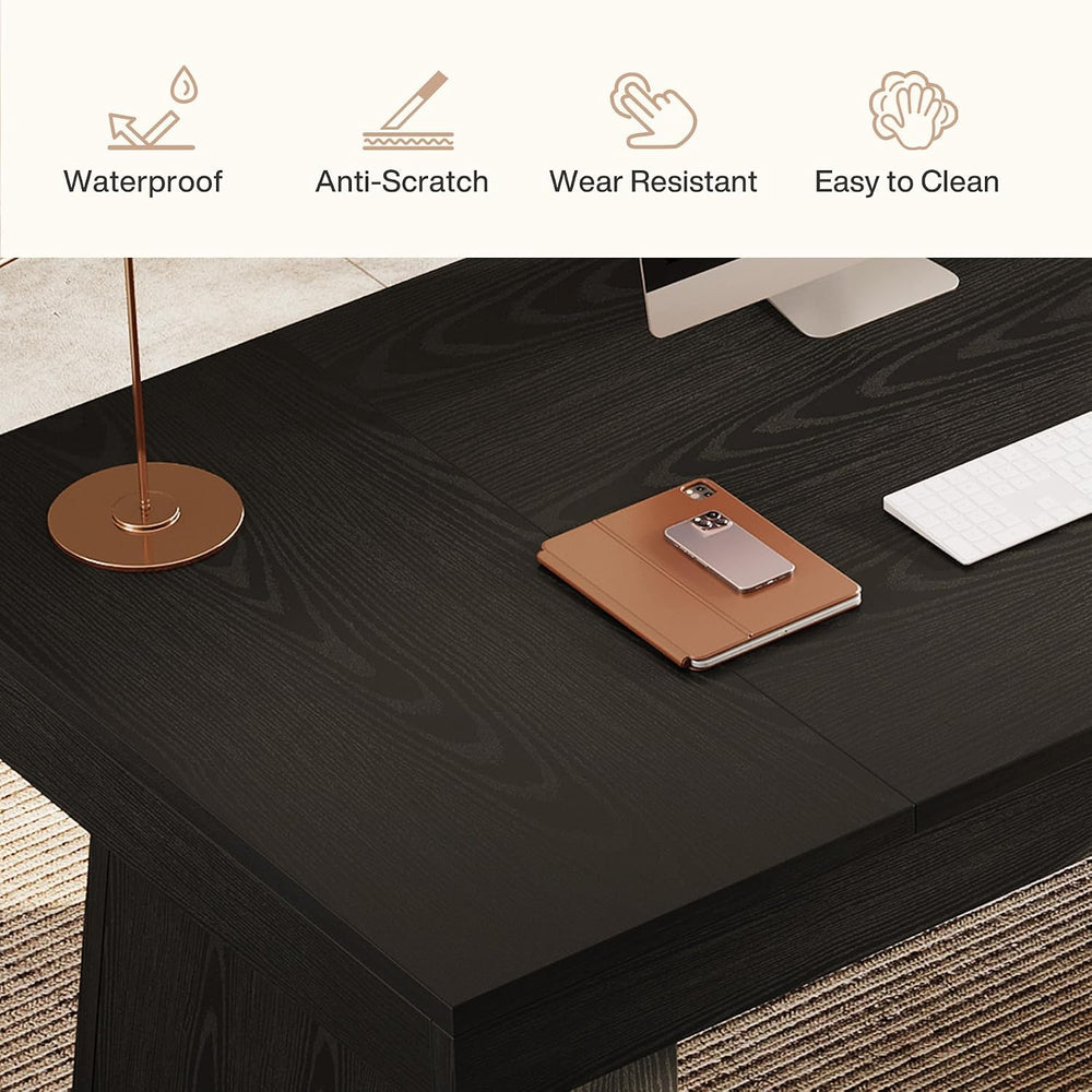 Tribesigns 55-Inch Executive Desk, Thick Wood Office Computer Desk with Doubl...