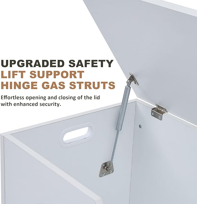 Storage Chest, 31.5" Wooden Storage Trunk Bench, Entryway Bench, Storage Box, Toy Chest with Lift Top, U-Shaped Opening, Easy Assembly, 31.5" x 15.7" x 18.3" Toy Box Chest Organizer Bench, Ivory White