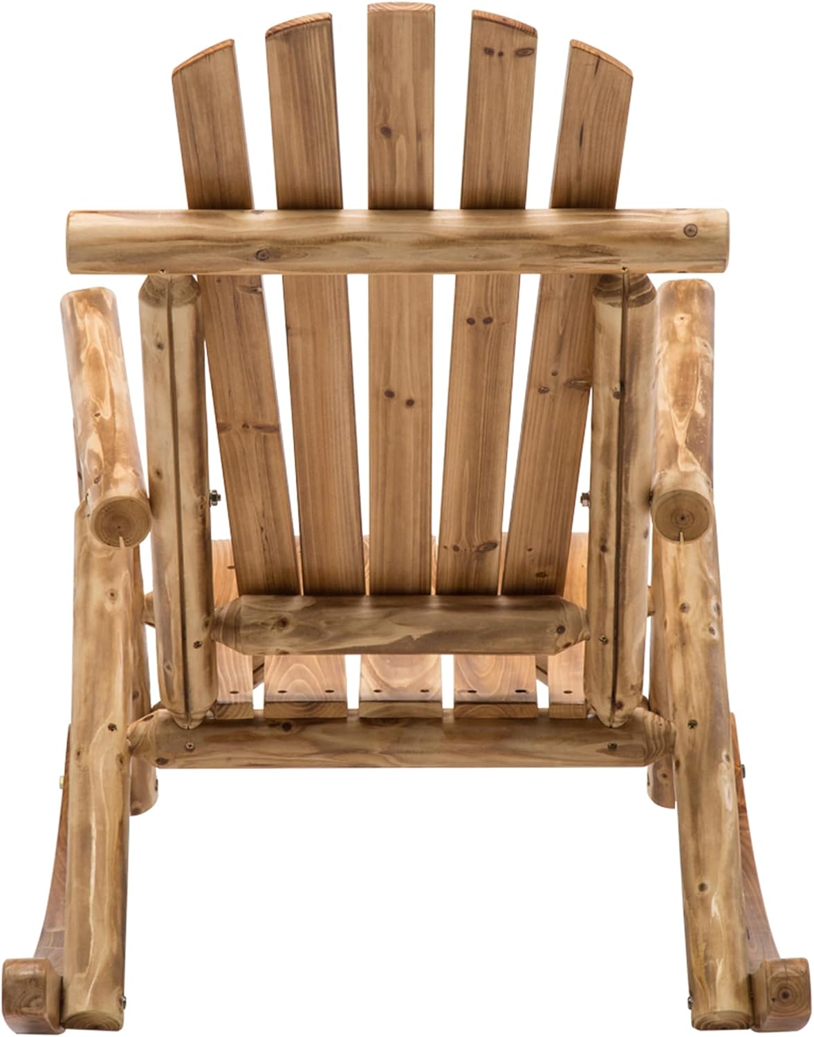 DJL Outdoor Rocking Chairs Set of 2 Wooden Rocker Outside Patio Lawn Log Furniture Living Room Porch Comfy Beach Balcony, Heavy Duty, Lightly Toasted