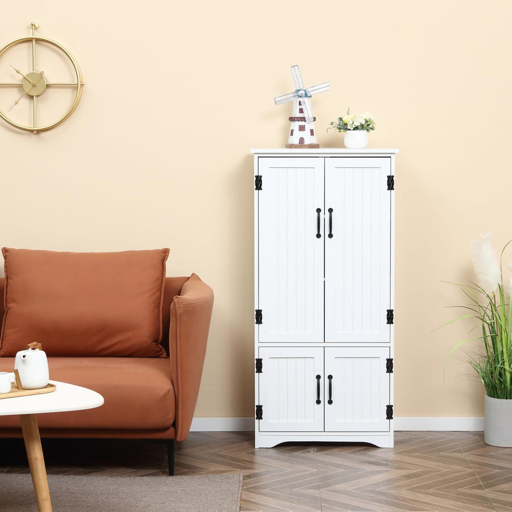 Farmhouse Kitchen Pantry Cabinet, 48.5" Tall Storage Organizer, White Cu...