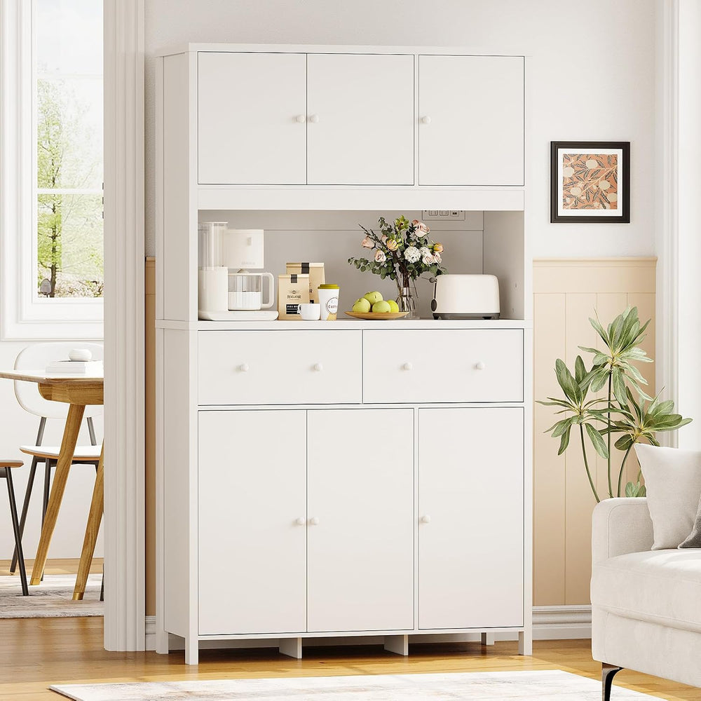 Garvee 71" H Pantry Cabinet with Charging Station, Tall Kitchen Pantry S...