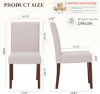 Upholstered Dining Chairs Set of 6, Modern Fabric Dining Room Chair, Wooden Dining Chair, Kitchen Side Chairs, Farmhouse Dinner Chair with High Back for Kitchen, Beige