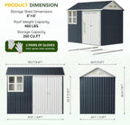 Breezz 6X8FT Outdoor Steel Storage Shed with Frame Floor,Clear Window, Lockable Doors, Weather-Resistant Metal Tool Shed for Garden, Backyard, Patio, and Utility Storage,Nightblue