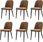 Upholstered Dining Chairs Set of 6 Modern Kitchen Chairs Chenille Fabric Dining Room Chairs High-Back Padded Dining Chairs with Metal Legs for Kitchen Dining Room Restaurant Cafe Hotel, Brown