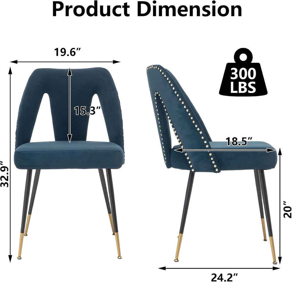 Aoowow Modern Dining Chairs Set of 6, Velvet Upholstered Side Chairs with Nai...
