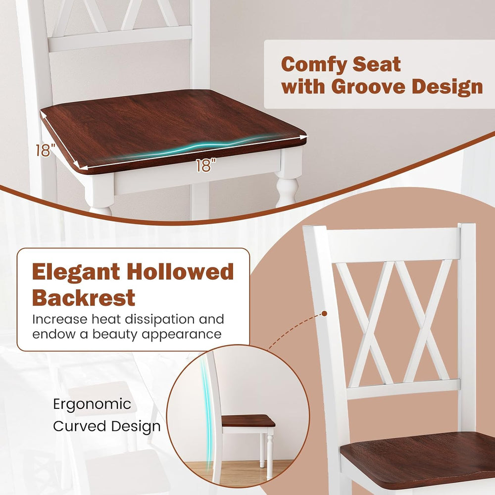 GOFLAME Wooden Dining Chairs Set of 4, Farmhouse Kitchen Side Chairs with Erg...
