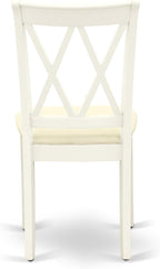 East West Furniture CLC-LWH-C Clarksville Kitchen Dining Chairs - Linen Fabric Upholstered Wood Chairs, Set of 2, Linen White