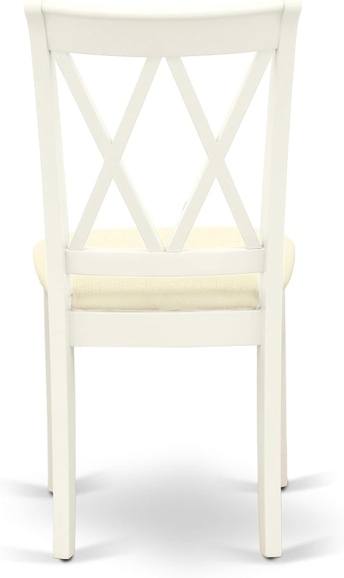East West Furniture CLC-LWH-C Clarksville Kitchen Dining Chairs - Linen Fabric Upholstered Wood Chairs, Set of 2, Linen White