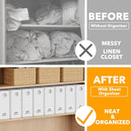 SpaceAid 8 Pack Bed Sheet Organizers and Storage, Foldable Organizer for Linen Closet, Sheets Set Folder Keeper with Window XL (Queen & King Size) Organizing Bedding Container, White 91ZDSN-SL24-W8