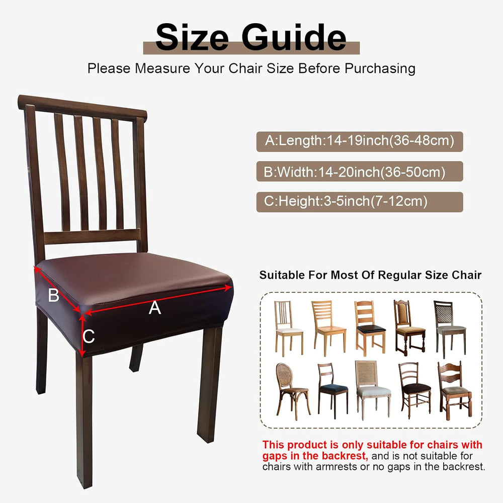 Waterproof Pu Leather Seat Covers Set of 4, Removable Chair Covers