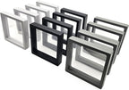 12PCS 3D Floating Frame Display Stand, Jewelry Box, Gift Box, Ornament Organizer, Small Travel Jewelry Box, PE Film Anti-Oxidation, Suspended Display Box Stackable (4.33 * 4.33, Type 1)