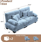 Modern Living Room Velvet Recliner Sofa, Loveseat Sofa for Apartment, Solid Wood Frame, Easy to Install (94.4 inch,Blue)
