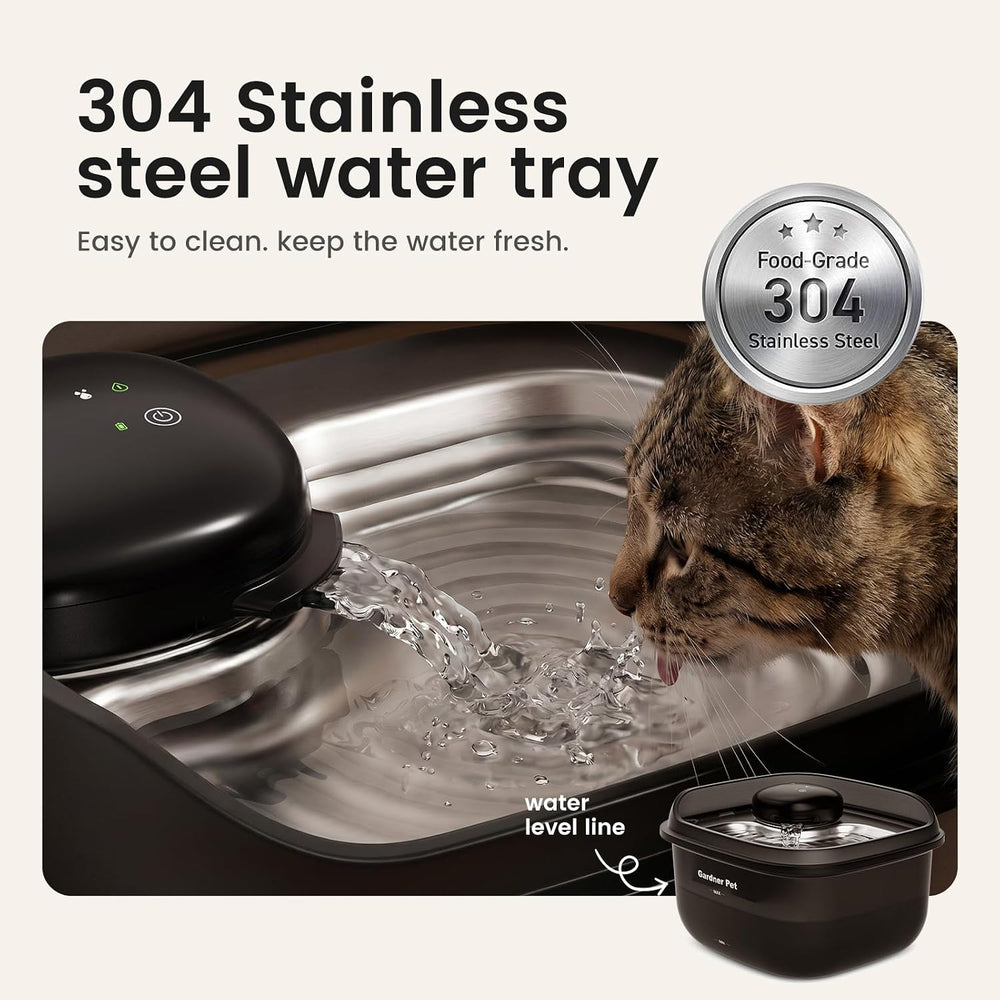Cordless Cat Water Fountain, Large 134oz/3.8L Fountain with Stainless Tray