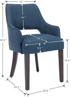 Upholstered Dining Chairs with Arms Set of 6, Linen Fabric Soft Padded Dining Room Chairs, Solid Wood Frame Accent Armchairs for Kitchen, Dining Room & Living Room, Blue