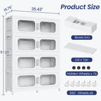 200 Gallon Extra Large Storage Bin with Lid and Wheels, Stackable Collapsible Plastic Storage Box with Door, Foldable Organizer for Closet, Kitchen, Office, Living Room, 4 Pack White