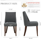 COLAMY Upholstered Dining Chairs Set of 6, Mid Century Modern Kitchen Chairs with Back, Farmhouse Fabric Side Dining Room Chairs with Wood Legs for Dining Room Restaurant, Dark Grey