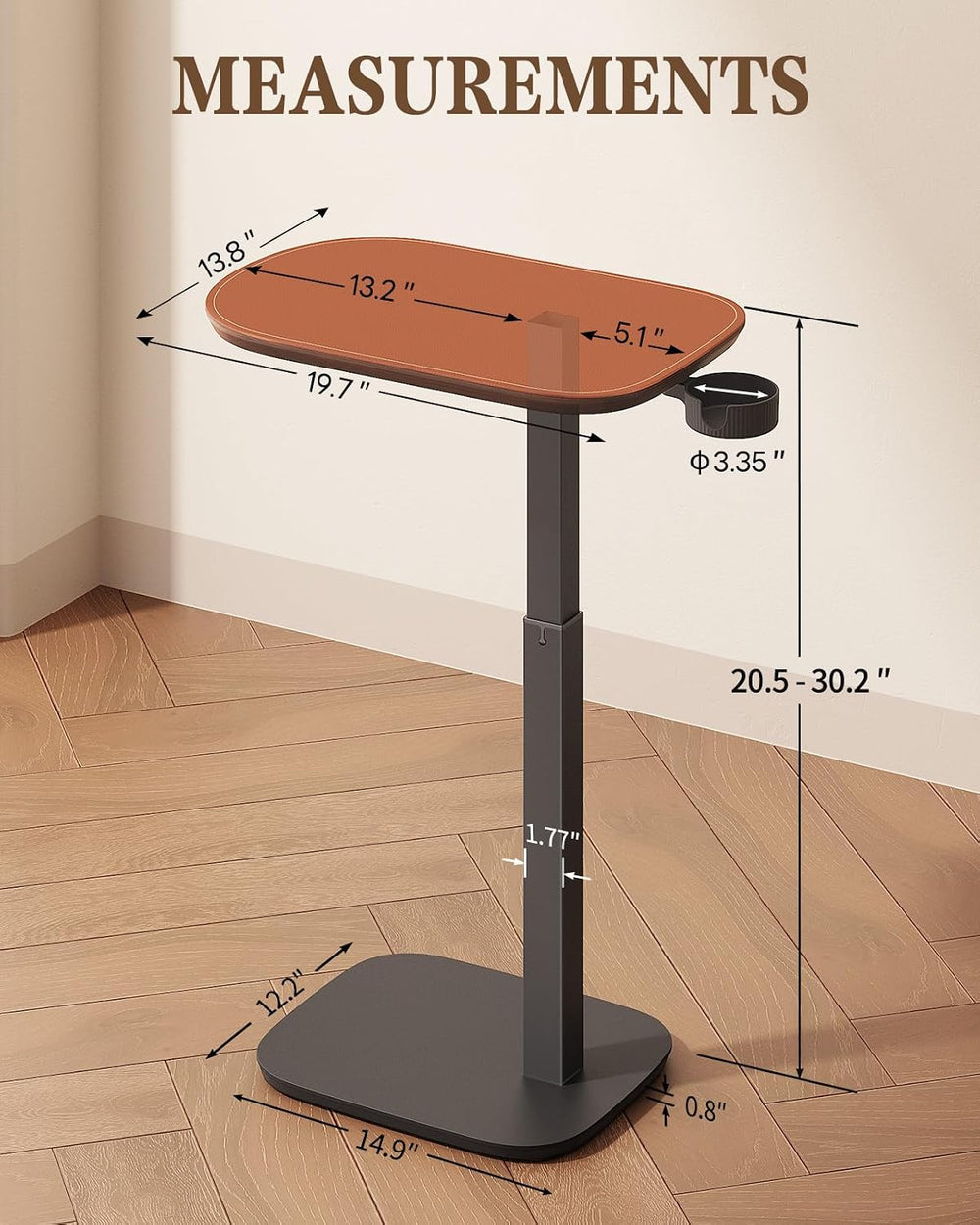 SAIJI Swivel Top TV Table Tray for Living Room Eating and Laptops | Height Ad...