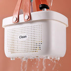 JiatuA Plastic Storage Basket with Handle Portable Shower Caddy Tote Organizer Basket Bin for Bathroom Kitchen Dorm Room Bedroom, Small Grey