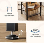 DUMOS 15.7" Small Side Table with Charging Station, End Table with Outlets & USB Ports, 3-Tier Adjustable Storage Nightstand for Living Room, Bedroom, Small Spaces, Record Player Stand, Rustic Brown
