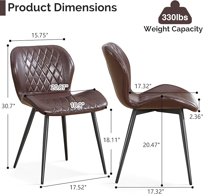 Dining Chair, Comfy Modern Dining Chairs with Thick Cushions, Upholstered Fau...