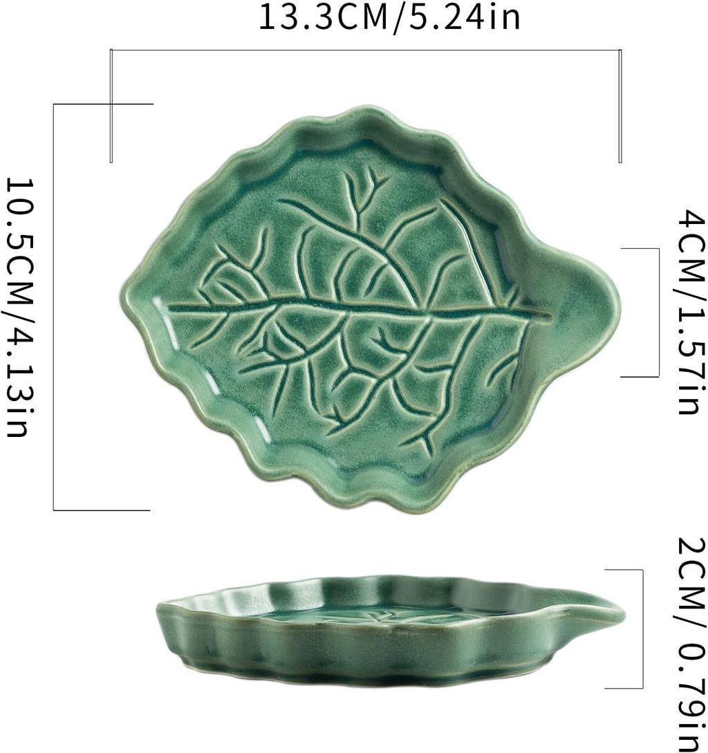 Ceramic Leaf Ring Dish, Small Trinket Tray with Gift Box | Holds rings, earrings, necklaces, keys, coins, and hair clips in one easy-to-see spot for daily use at home