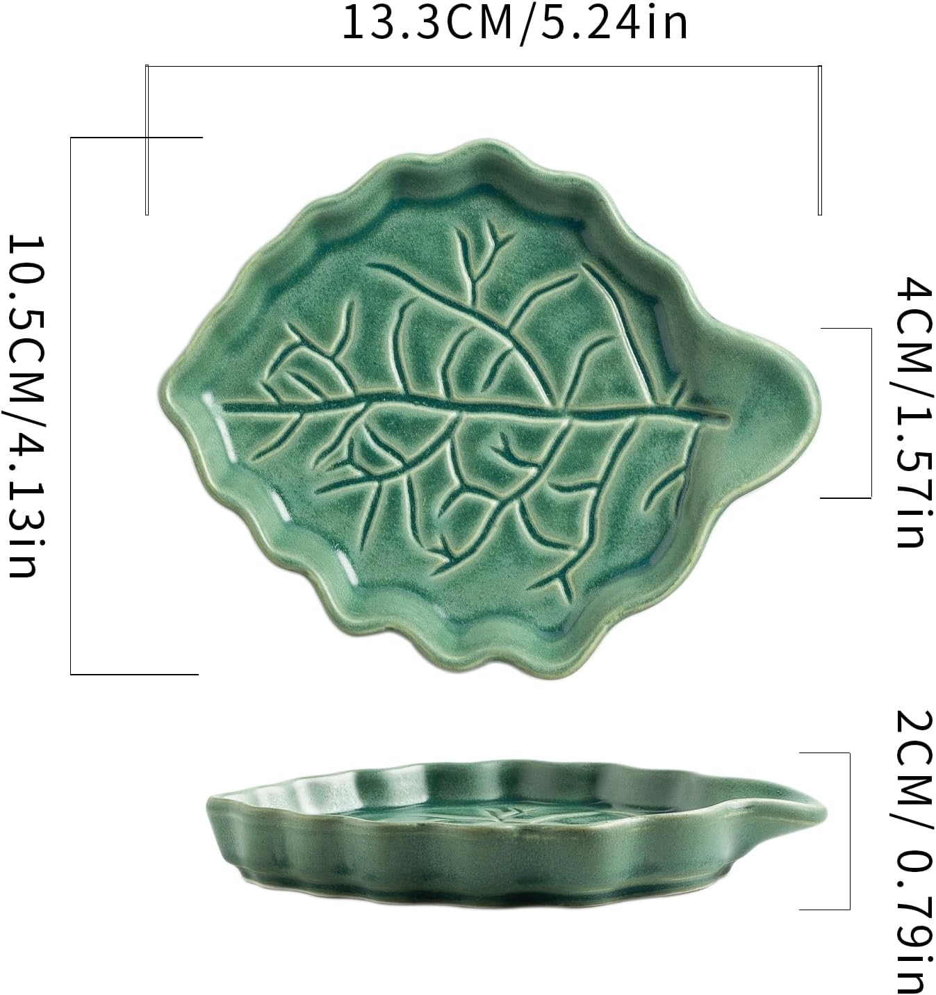 Ceramic Leaf Ring Dish, Small Trinket Tray with Gift Box | Holds rings, earrings, necklaces, keys, coins, and hair clips in one easy-to-see spot for daily use at home