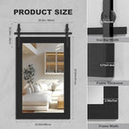 Hasipu Farmhouse Bathroom Mirror, 24"x36" Rustic Wood Framed Wall Mounted Mirror, Black Vintage Vanity Mirror Barn Door Style Decrative Mirrors