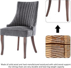 mikibama Linen Dining Chairs Set of 4 Channel Tufted Kitchen Dinner Chair Comfy Fabric Upholstered Accent Chair for Dining Room with Solid Wood Legs (Grey 4pc)