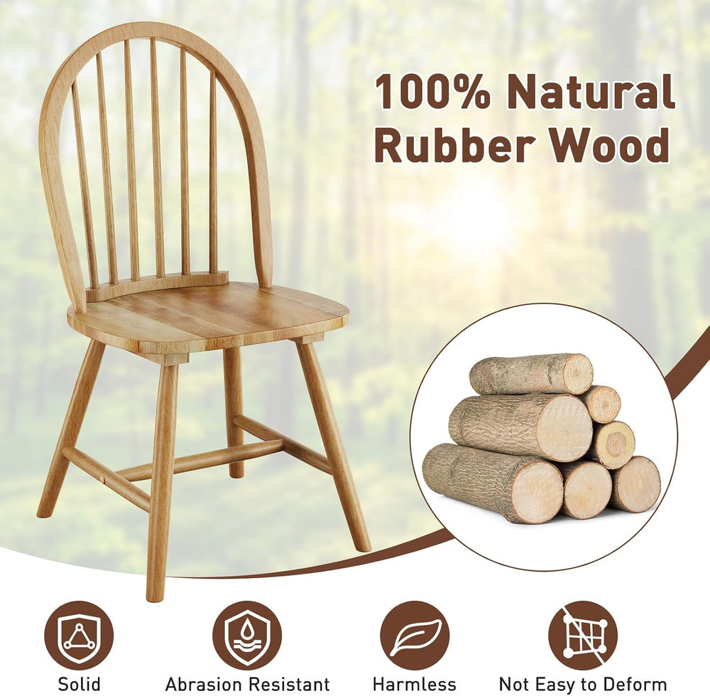 POWERSTONE Dining Chairs Set of 2, Wood Windsor Chairs with Spindle Back Coun...