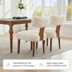 Dining ChairModern Faux Fur Upholstered Dining Chairs Set of 6, Cream White Accent Side Chairs with Solid Wood Legs, Ergonomic Kitchen Chairs for Dining Room (Plush, Set of 6)