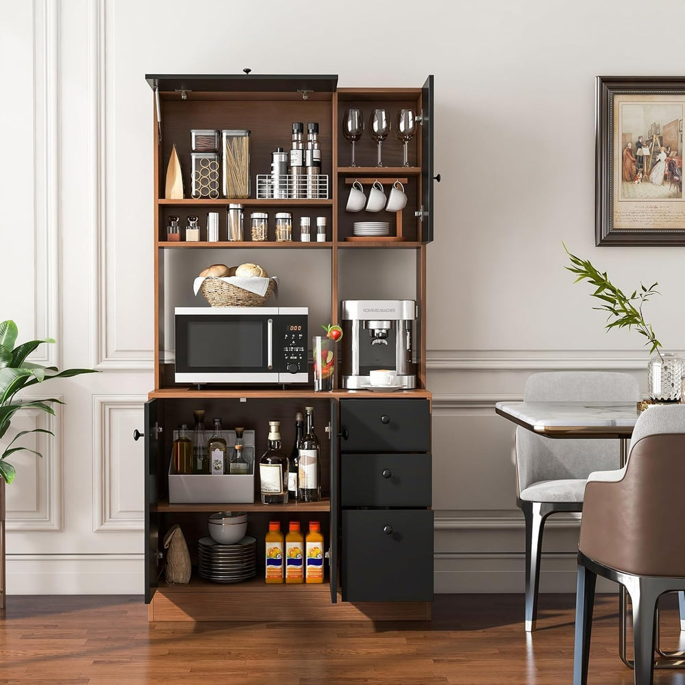 Nightcore Kitchen Pantry Storage Cabinet, 71" Freestanding Pantry with 3...
