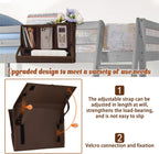 Bedside Storage Organizer with Power Strip Holder and Adjustable Straps Bed Hanging Bag for Home Bunk Bed Dorm Sofa (Brown)