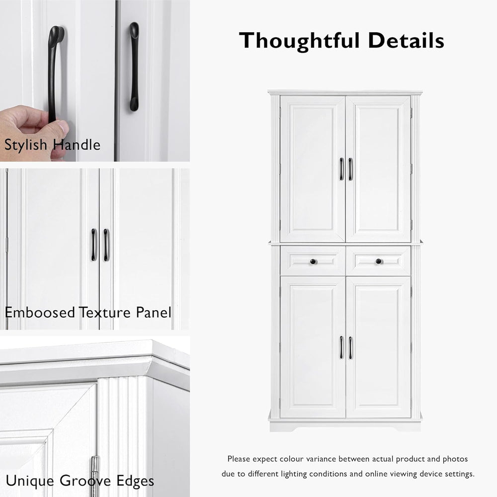 Kitchen Tall Pantry with 3 Pull Out Cabinet Organizers, Farmhouse Freestandin...