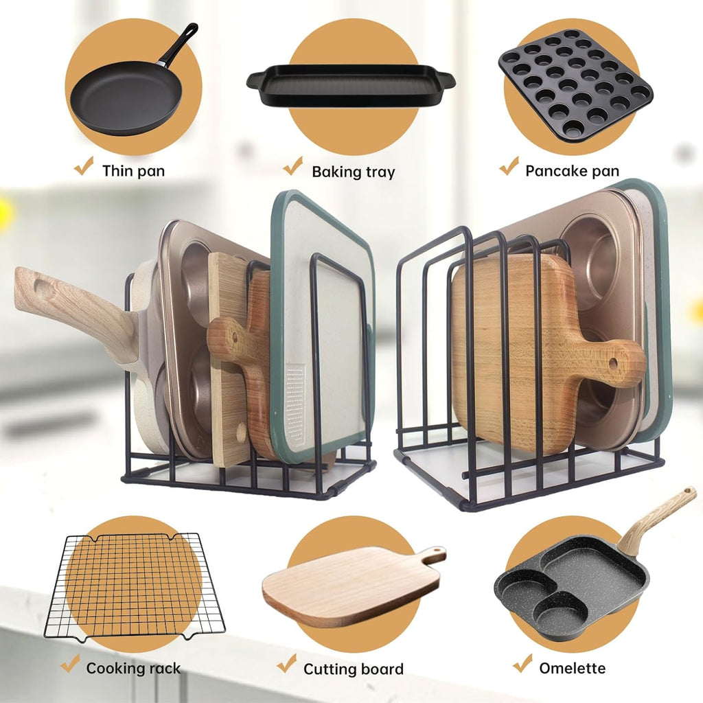 Cutting Board Organizer,Kitchen Cabinet Organizer,Divided Rack with 5 Slots for Baking Trays,Space-Saving Kitchen Storage for Cookie Sheet,Thin Pans and Baking Sheets Holder (small-1pcs)