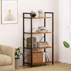 Casaottima Book Shelf, 4 Tier Bookshelf, Modern Wood Bookcase Shelves for Bedroom, Industrial Display Shelf for Living Room Home Office Kitchen, Standing Shelving Unit Storage Organizer, Vintage